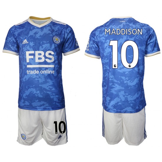 Camisola Leicester City James Maddison 10 Criança Equipamento Primeiro 2021-2022 Manga Curta